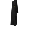 One-shoulder avondjurk met cape en Liza-hardware details One-shoulder avondjurk met cape en Liza-hardware details