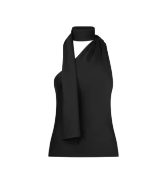 One-shoulder top met sjaal detail