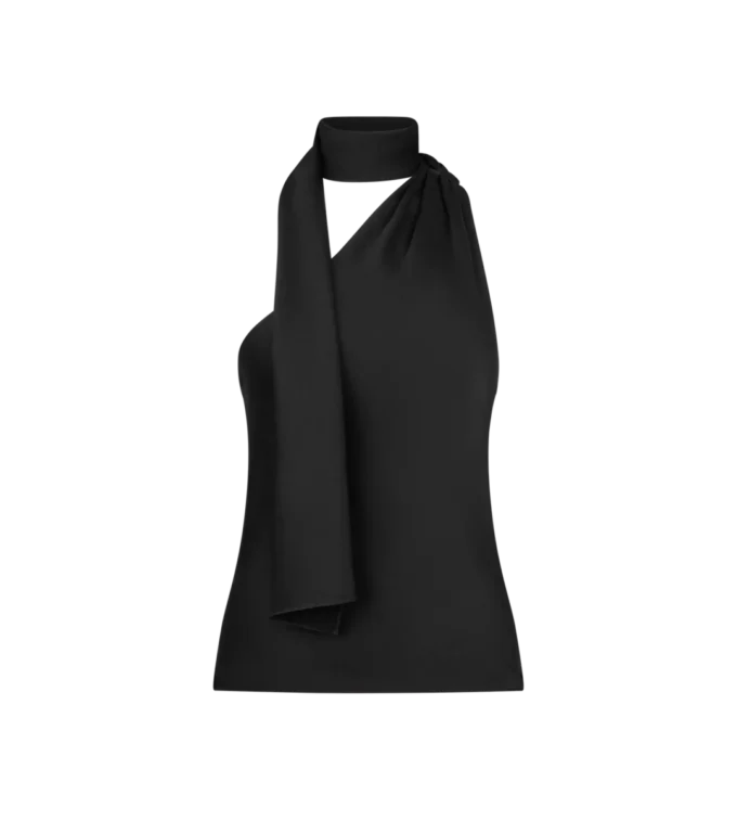One-shoulder top met sjaal detail One-shoulder top met sjaal detail