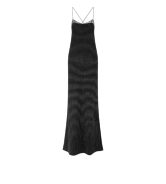 Polka Dot zijden crêpe camisole avondjurk met kanten details
