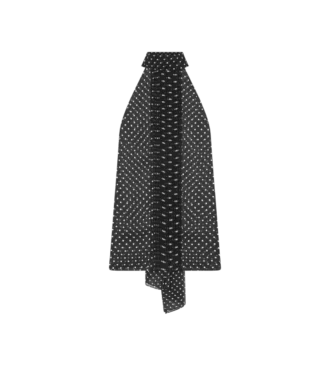 Polka Dot zijden georgette haltertop met lavallière en plissé detail