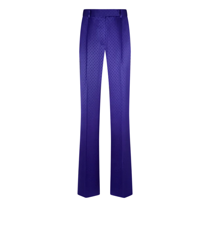Polkadot jacquard geplooide rechte broek