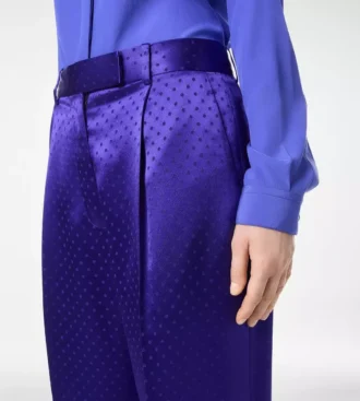 Polkadot jacquard geplooide rechte broek Polkadot jacquard geplooide rechte broek
