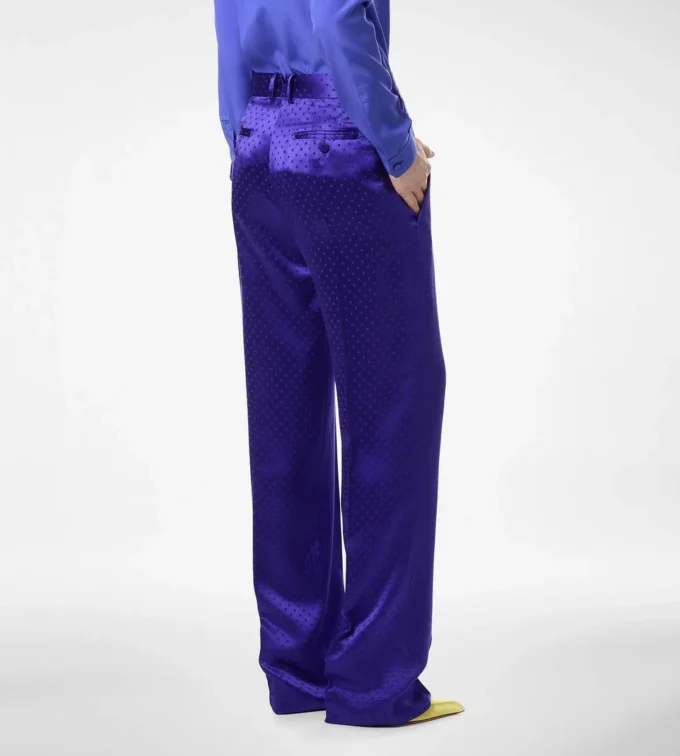 Polkadot jacquard geplooide rechte broek