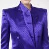 Polkadot jacquard jasje met dubbele knoopsluiting en revers Polkadot jacquard jasje met dubbele knoopsluiting en revers