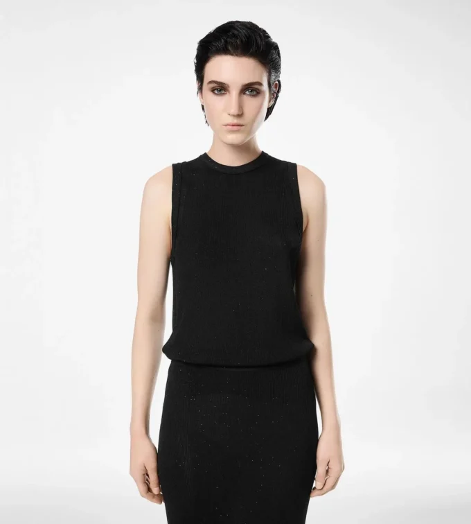 Relaxed tanktop met micropailletten