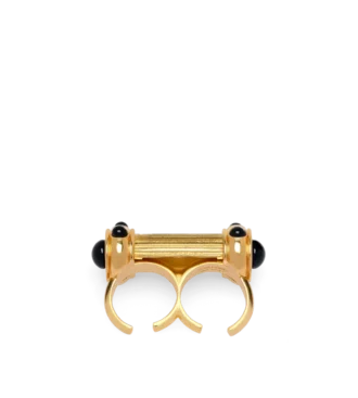 Ring met messing en kristallen cabochons Ring met messing en kristallen cabochons