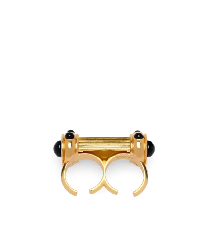 Ring met messing en kristallen cabochons Ring met messing en kristallen cabochons