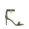 Sandalen met padlock en suède leer met hagedis-effect Sandalen met padlock en suède leer met hagedis-effect
