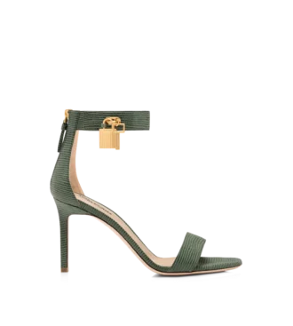 Sandalen met padlock en suède leer met hagedis-effect
