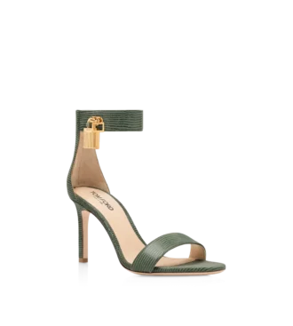 Sandalen met padlock en suède leer met hagedis-effect