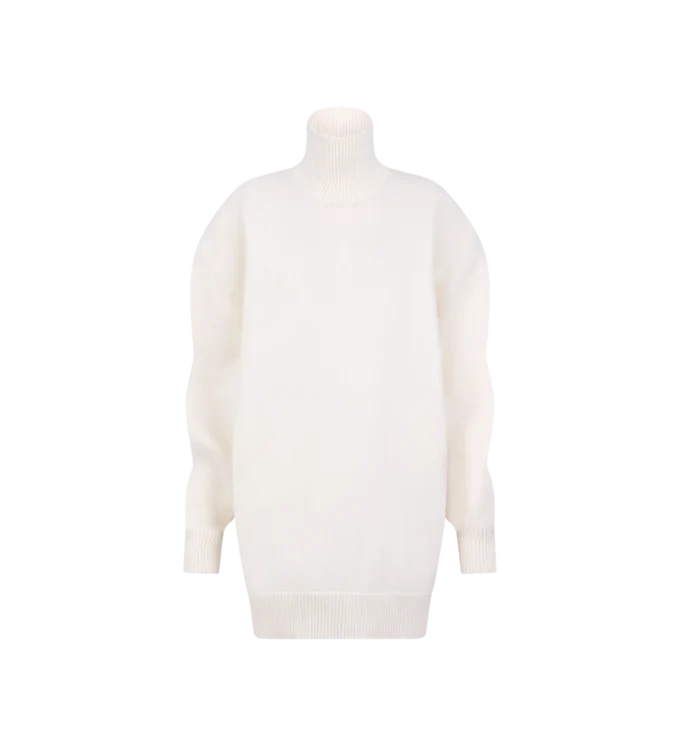 Sculpturale oversized coltrui-jurk van merinowolmix Sculpturale oversized coltrui-jurk van merinowolmix