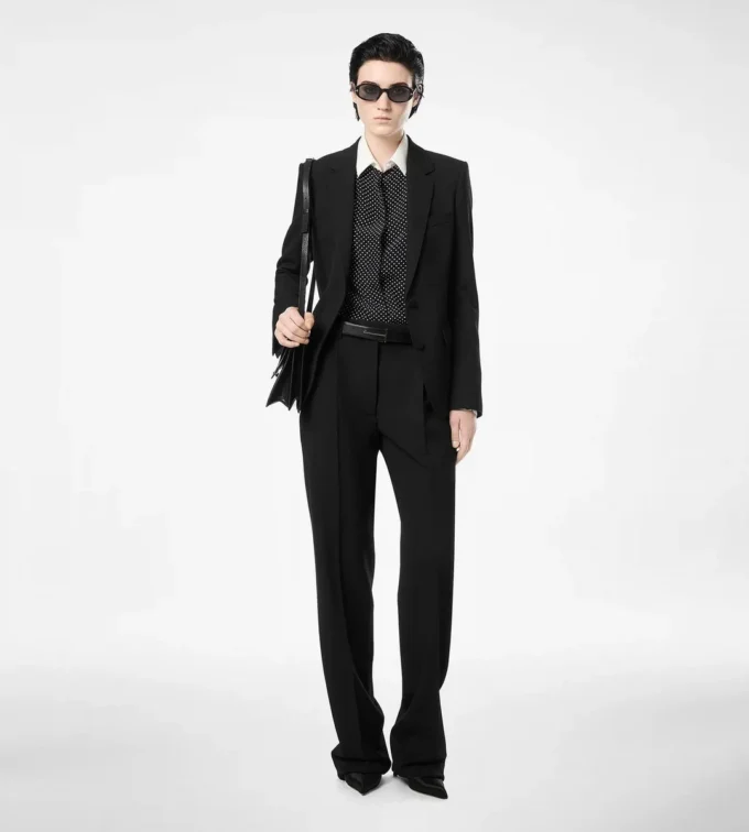 Sharp Grain De Poudre Relaxed Pleated Straight Pants Sharp Grain De Poudre Relaxed Pleated Straight Pants