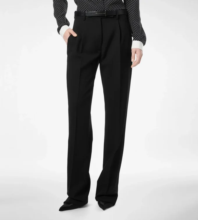 Sharp Grain De Poudre Relaxed Pleated Straight Pants Sharp Grain De Poudre Relaxed Pleated Straight Pants