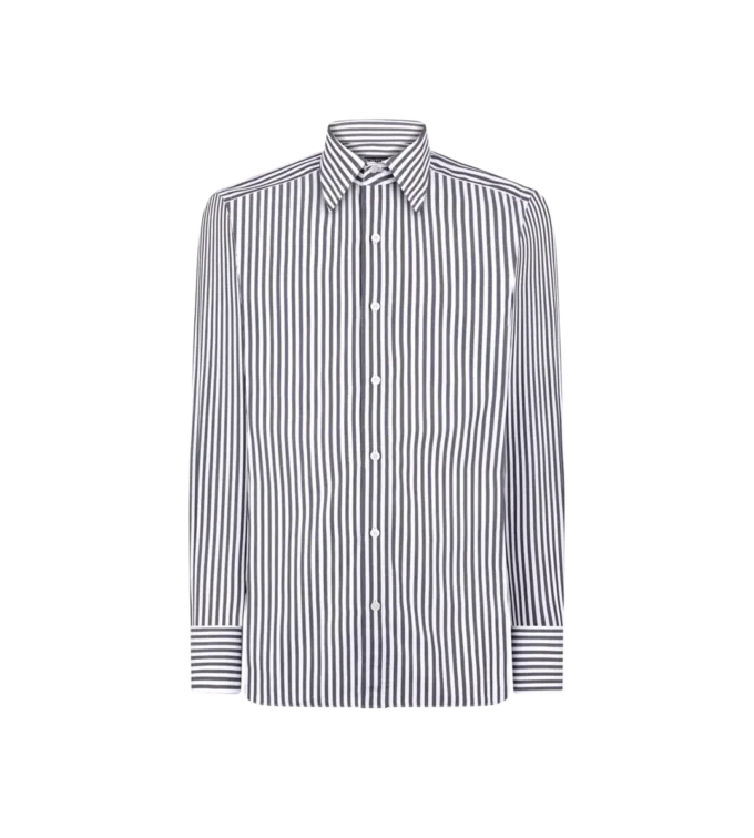 Slim fit overhemd met ladderstrepen