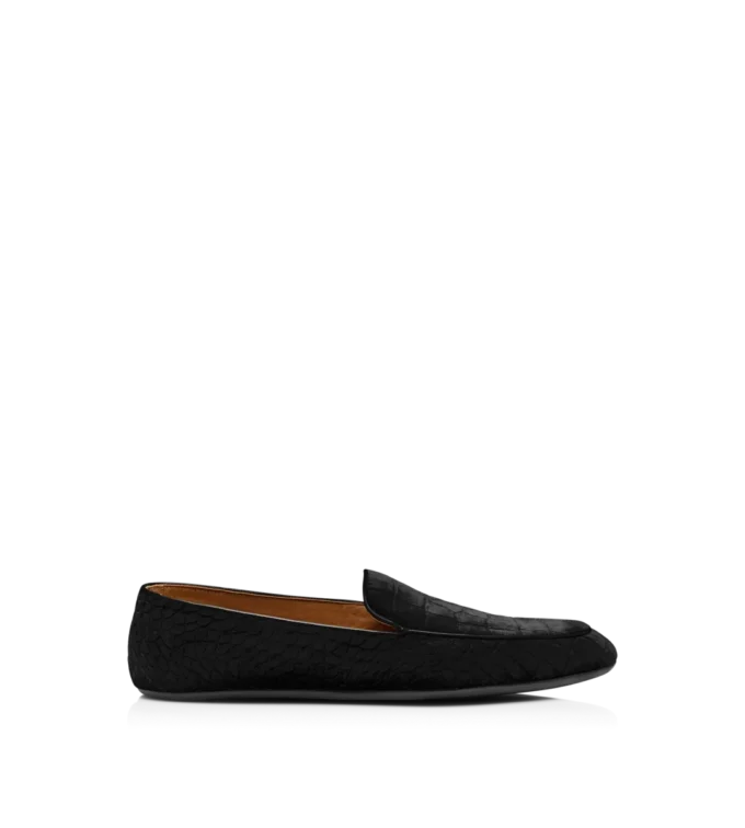 Slippers van gestempeld krokodillenfluweel Slippers van gestempeld krokodillenfluweel