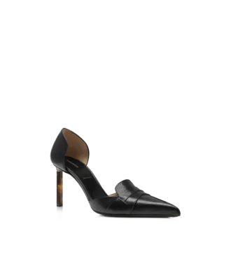 Soepele Eva D’Orsay-pumps van generfd leer