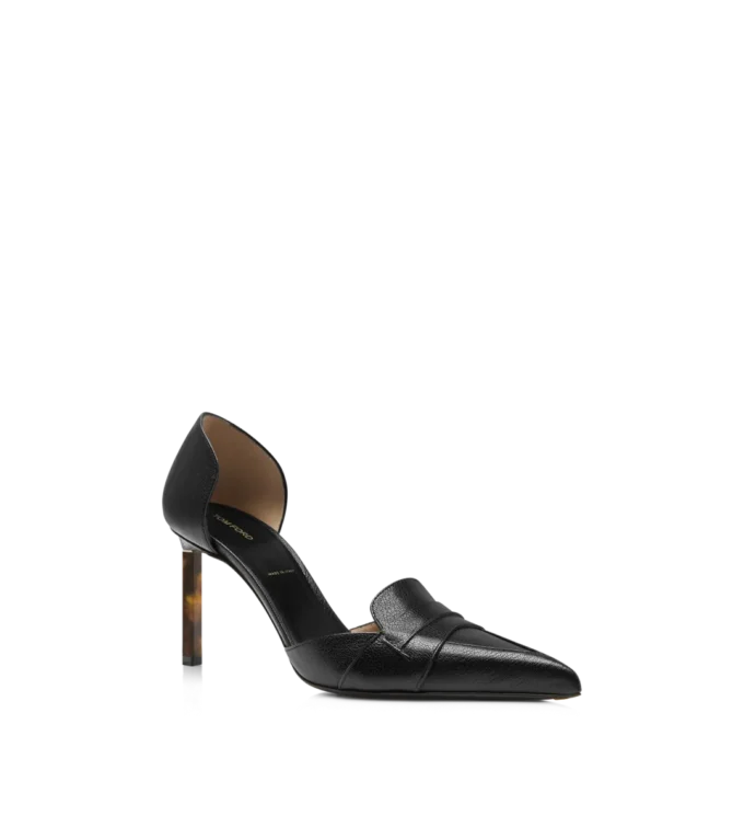 Soepele Eva D’Orsay-pumps van generfd leer Soepele Eva D’Orsay-pumps van generfd leer