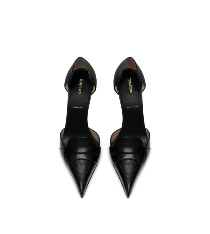 Soepele Eva D’Orsay-pumps van generfd leer Soepele Eva D’Orsay-pumps van generfd leer