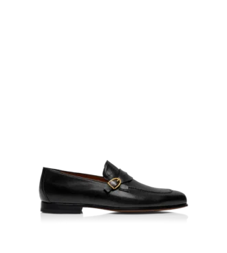 Soepele generfde lederen Gigi Twisted Band Buckle Loafer