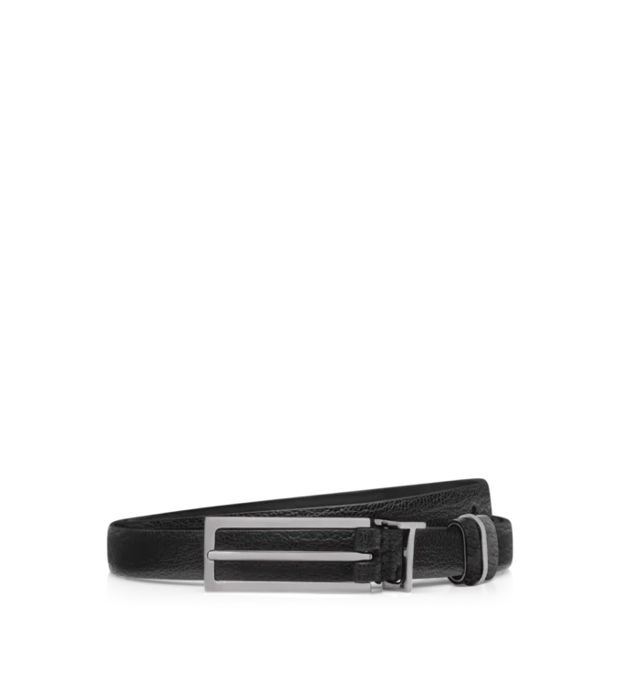 Soepele graanleren riem met metalen T-gesp Soepele graanleren riem met metalen T-gesp