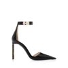 Soepele T Latch-pumps met enkelbandje van generfd leer