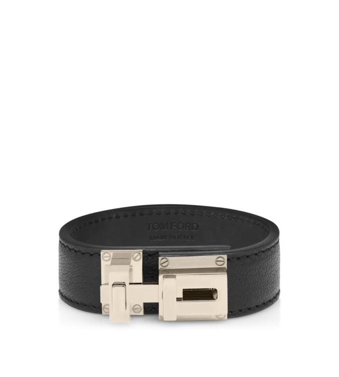 Soepele T-sluiting armband van generfd leer Soepele T-sluiting armband van generfd leer