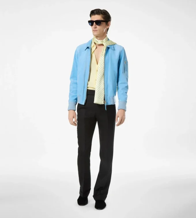 Blouson met kraag van kasjmier suède Blouson met kraag van kasjmier suède