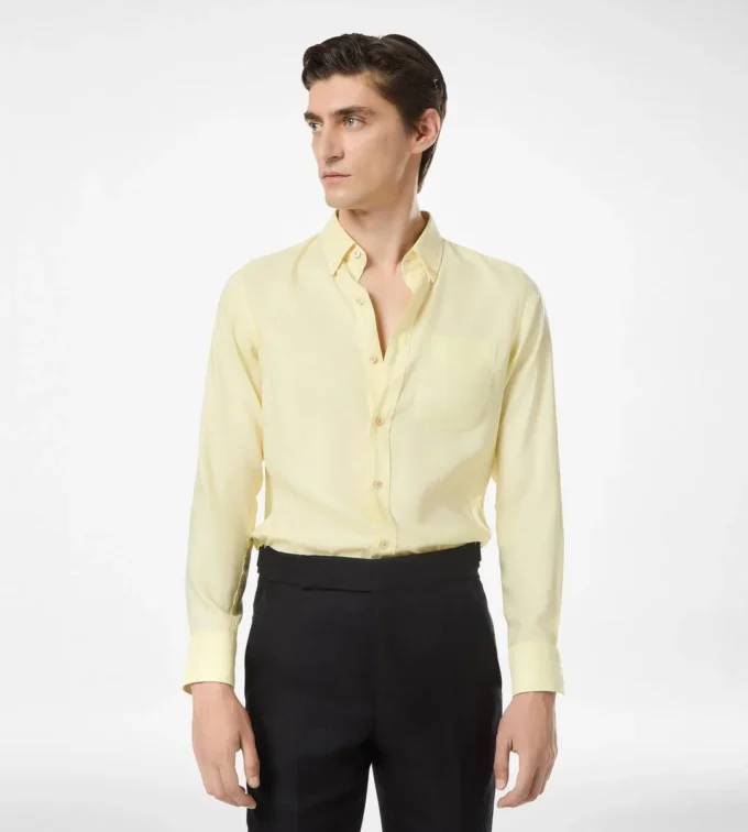 Soepelvallend slim fit overhemd van gabardine