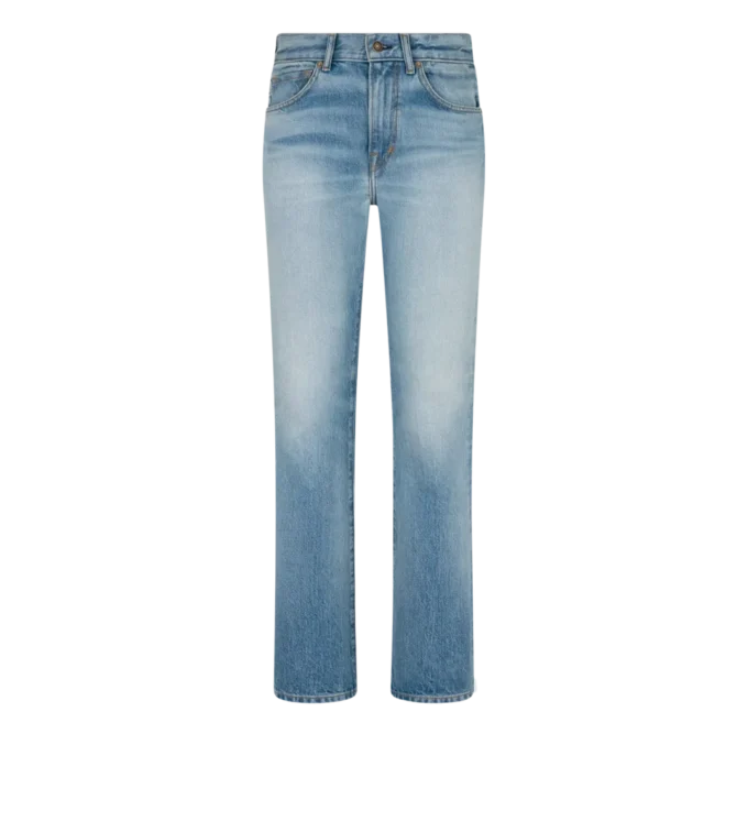 Stonewashed denim broek met rechte pijpen Stonewashed denim broek met rechte pijpen