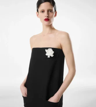 Strakke wollen strapless avondjurk