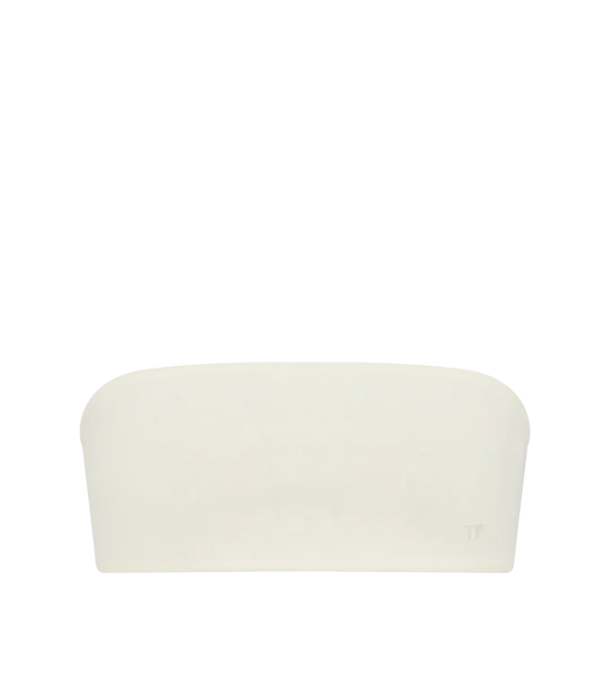 Strapless bandeau met ton-sur-ton geborduurd Tf-logo
