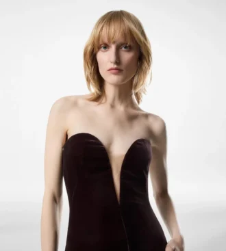 Strapless fluwelen cocktailjurk Strapless fluwelen cocktailjurk