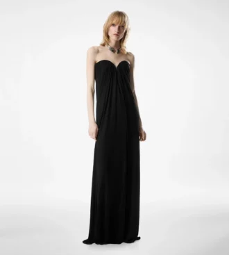 Strapless gedrapeerde avondjurk