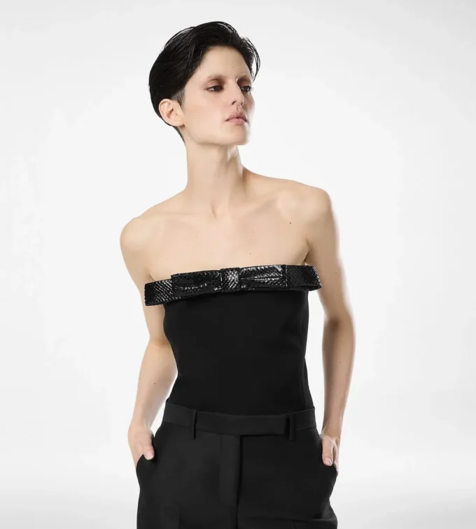 Strapless top met strikdetail Strapless top met strikdetail