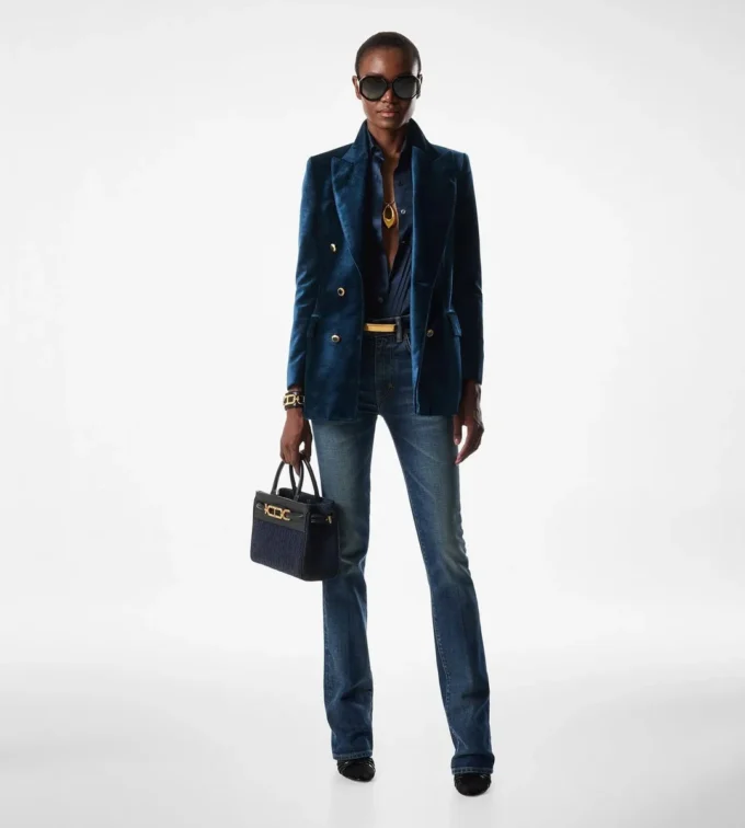 Stretch Raw Denim Flared Pants