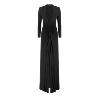 Stretch Sable’ Jersey avondjurk met diepe V-hals