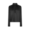 Stretch zijden satijnen polo met ton sur ton geborduurd TF-logo