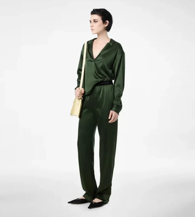 Stretch zijden satijnen pyjamabroek Stretch zijden satijnen pyjamabroek