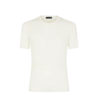 T-shirt met ronde hals en geribde boorden