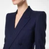 Tonal Stripe Virgin Wool Double Breasted Peak Lapel Jacket Tonal Stripe Virgin Wool Double Breasted Peak Lapel Jacket