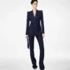 Tonal Stripe Virgin Wool Double Breasted Peak Lapel Jacket Tonal Stripe Virgin Wool Double Breasted Peak Lapel Jacket