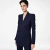 Tonal Stripe Virgin Wool Double Breasted Peak Lapel Jacket Tonal Stripe Virgin Wool Double Breasted Peak Lapel Jacket