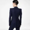 Tonal Stripe Virgin Wool Double Breasted Peak Lapel Jacket Tonal Stripe Virgin Wool Double Breasted Peak Lapel Jacket