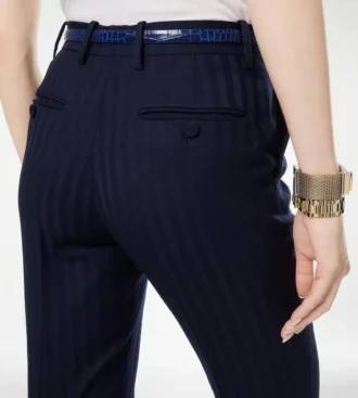 Tonal Stripe Virgin Wool Tailored Straight Pants
