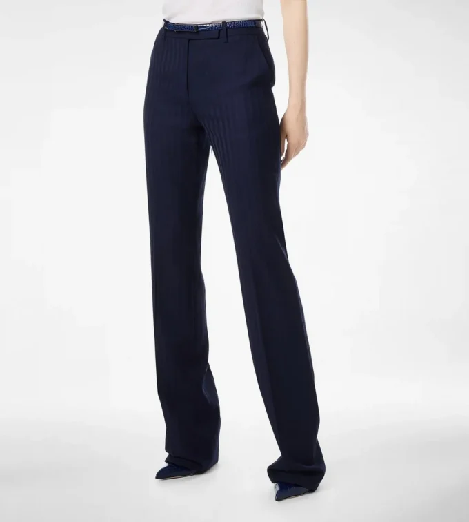 Tonal Stripe Virgin Wool Tailored Straight Pants Tonal Stripe Virgin Wool Tailored Straight Pants