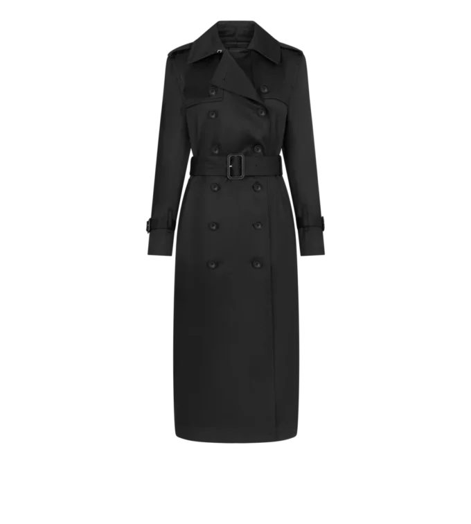 Trenchcoat met leren onderkraag Trenchcoat met leren onderkraag
