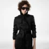 Trenchcoat met leren onderkraag Trenchcoat met leren onderkraag