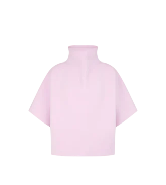 Ultrafijne kasjmiermix sculpturale T-shirt met trechterhals