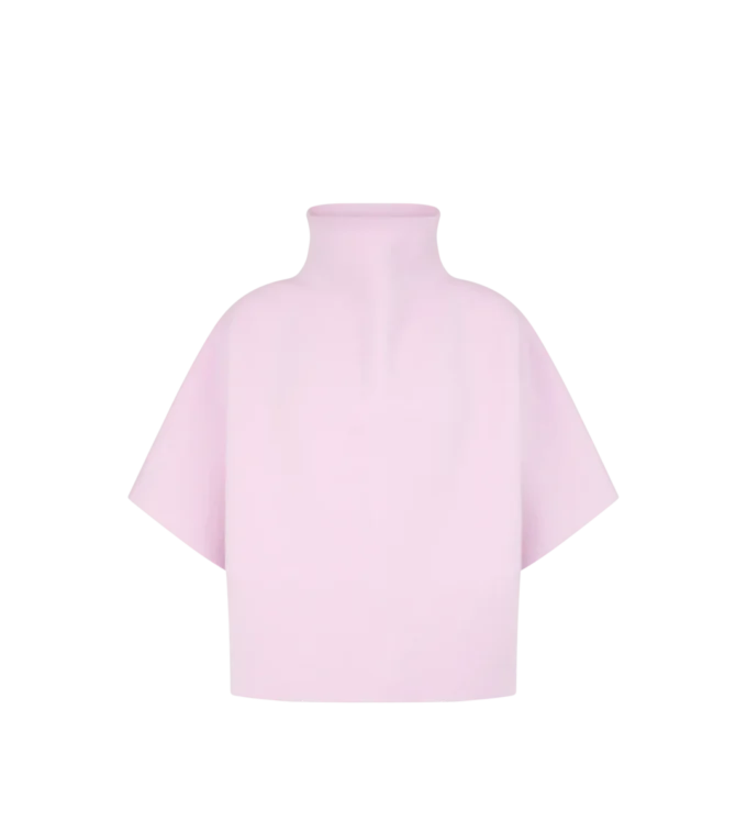Ultrafijne kasjmiermix sculpturale T-shirt met trechterhals Ultrafijne kasjmiermix sculpturale T-shirt met trechterhals
